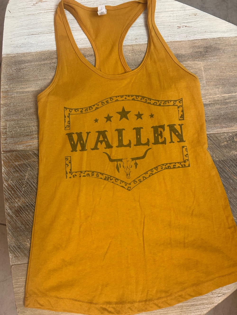 Next Level Apparel Mustard Yellow Wallen Graphic Racerback Tank